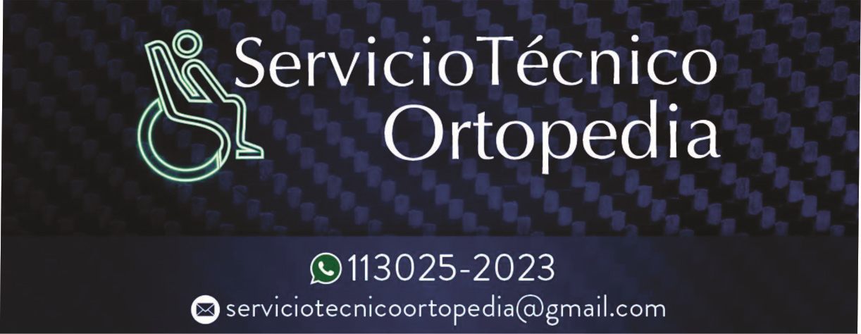 Marca Servicio Técnico Ortopedia sobre fondo de fibra de carbono.